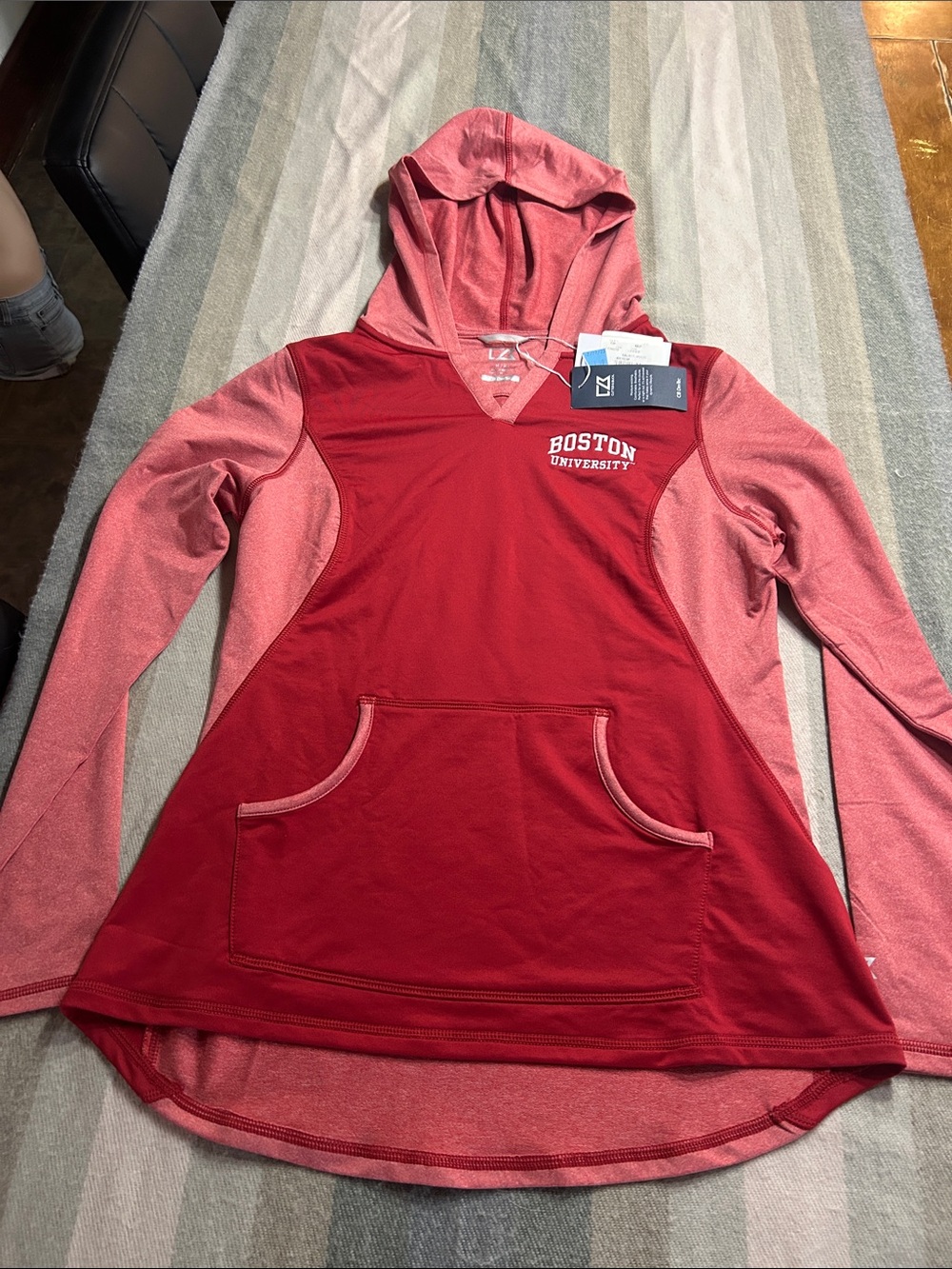 Boston University Cutter & Buck Women's Two-Tone Red Hooded Pullover Medium NEW